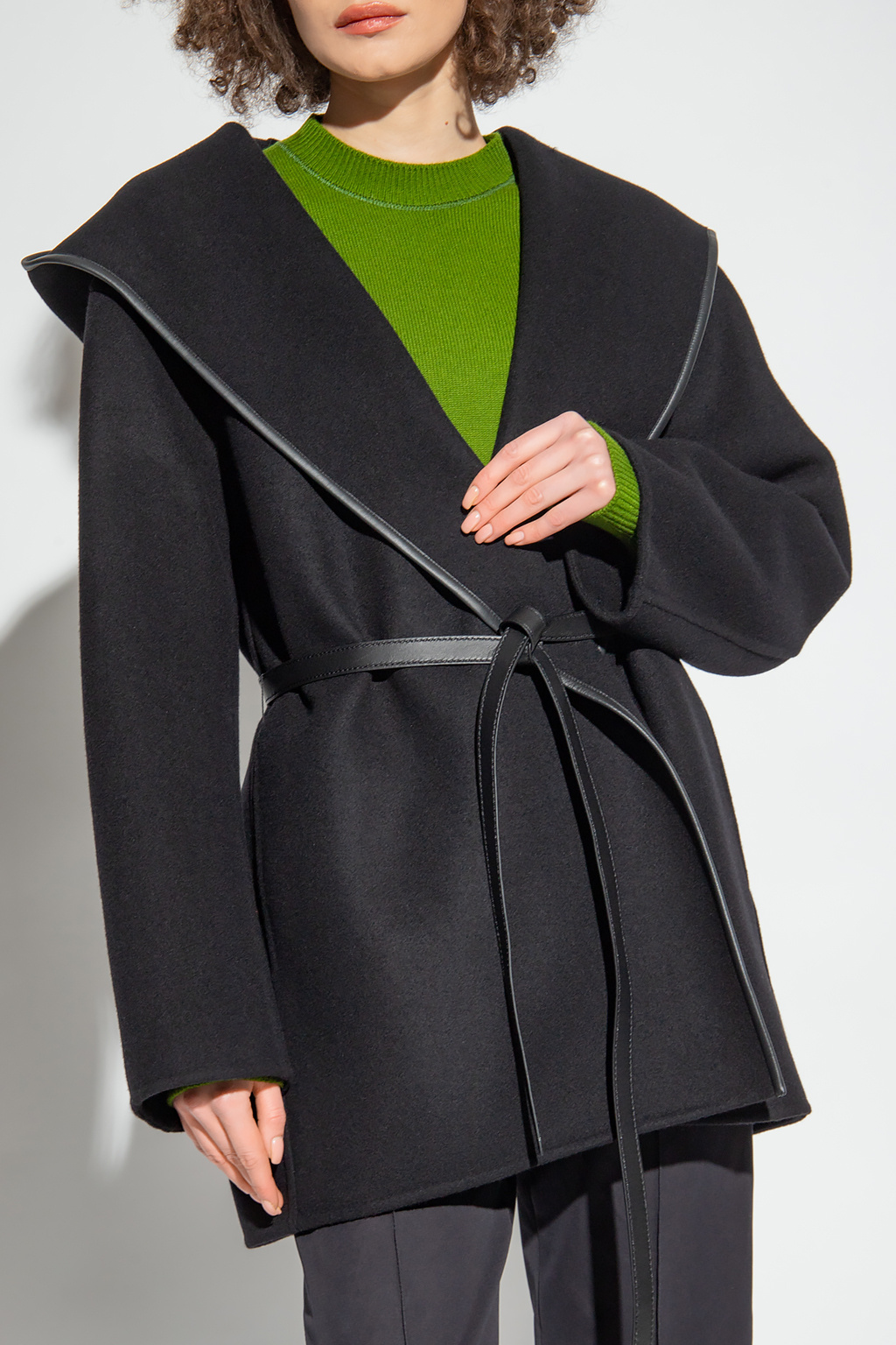 SchaferandweinerShops Japan - Black Hooded wool coat Bottega